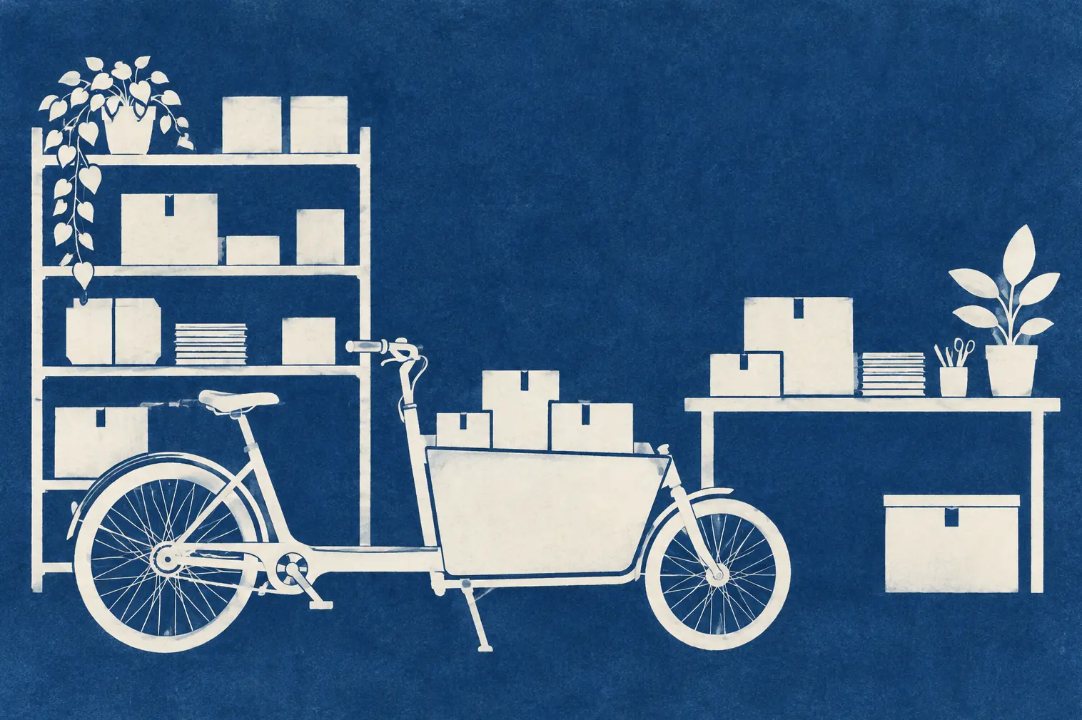 Illustration of courier businesses and their working space