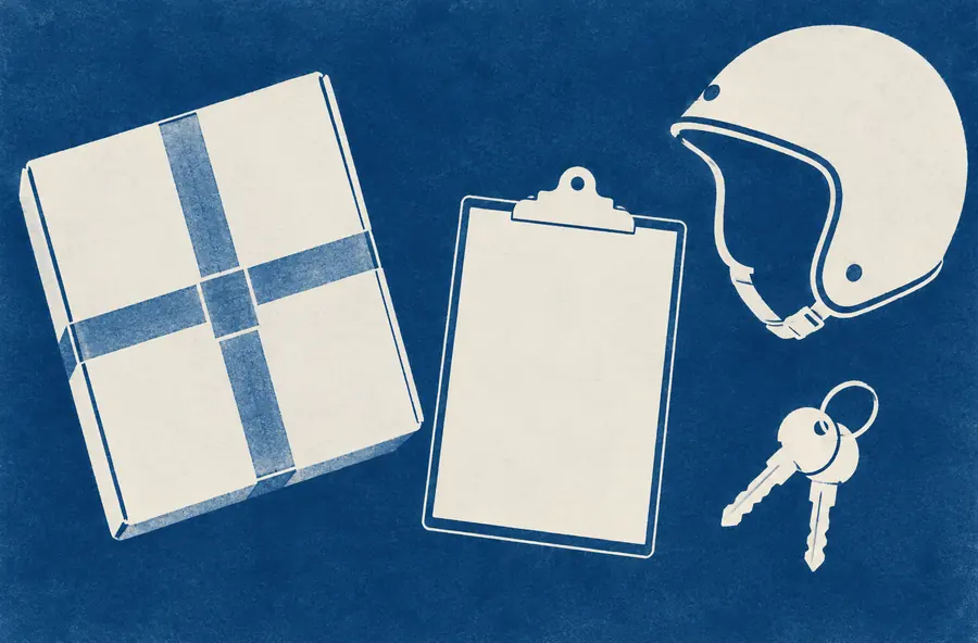 Illustration of courier businesses equipment and workspace
